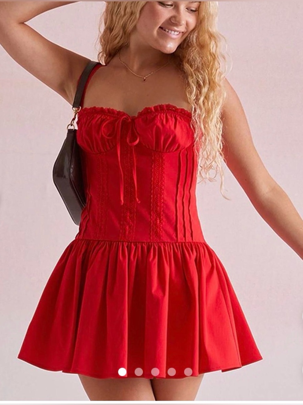 NWOT Red Bella Corset Tie Strap Mini Dress